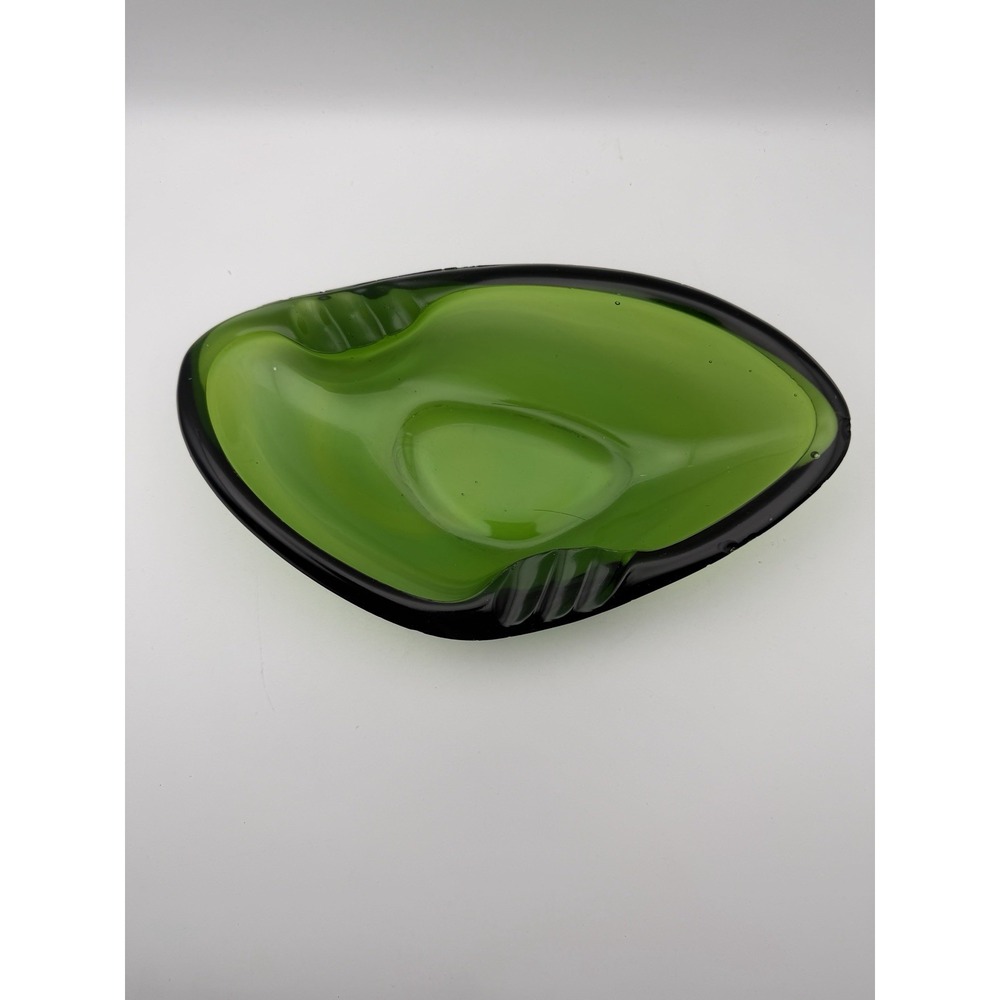 VTG Murano Art Glass Rear Shape Candy Trinket Dish‎ Green Ashtray Large Heavy